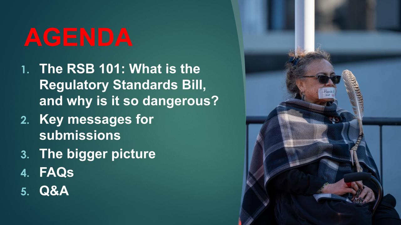 THE REGULATORY STANDARDS BILL SUBMISSIONS WORKSHOP SLIDE 2