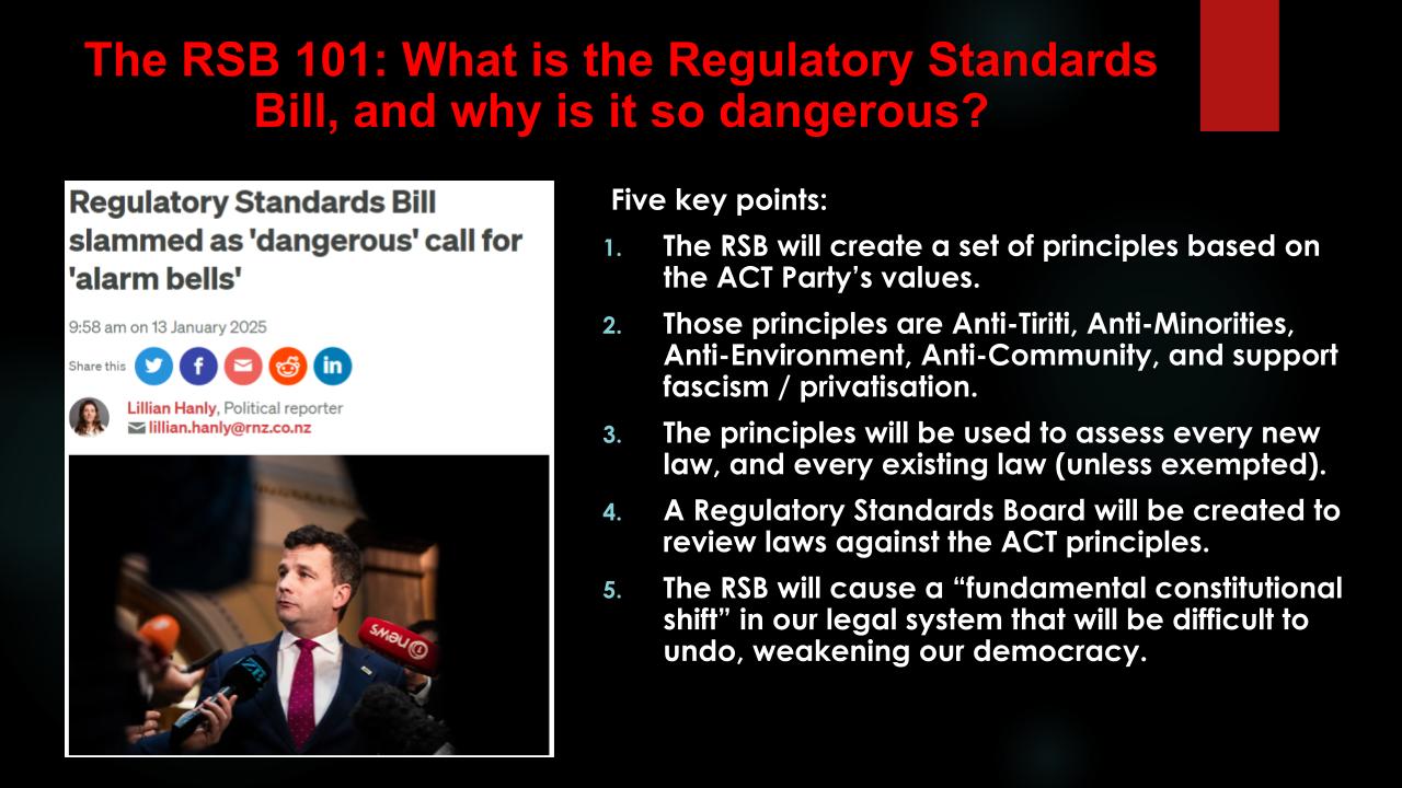 THE REGULATORY STANDARDS BILL SUBMISSIONS WORKSHOP SLIDE 3