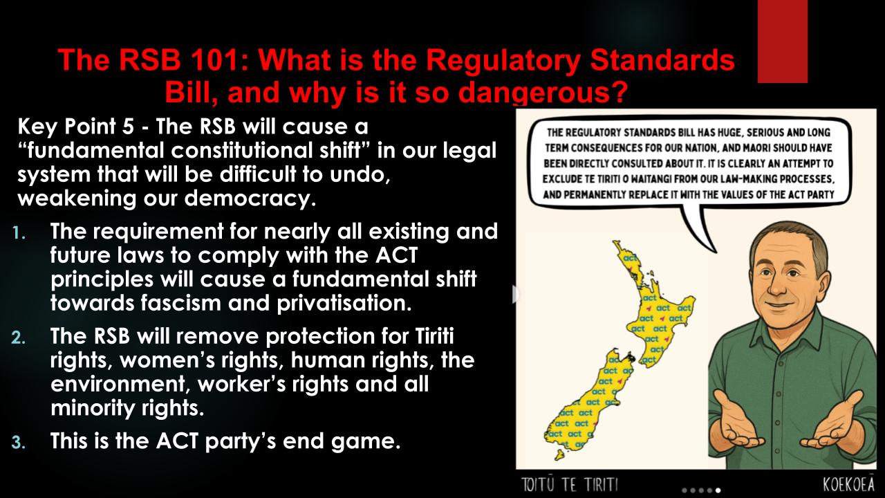 THE REGULATORY STANDARDS BILL SUBMISSIONS WORKSHOP SLIDE 8