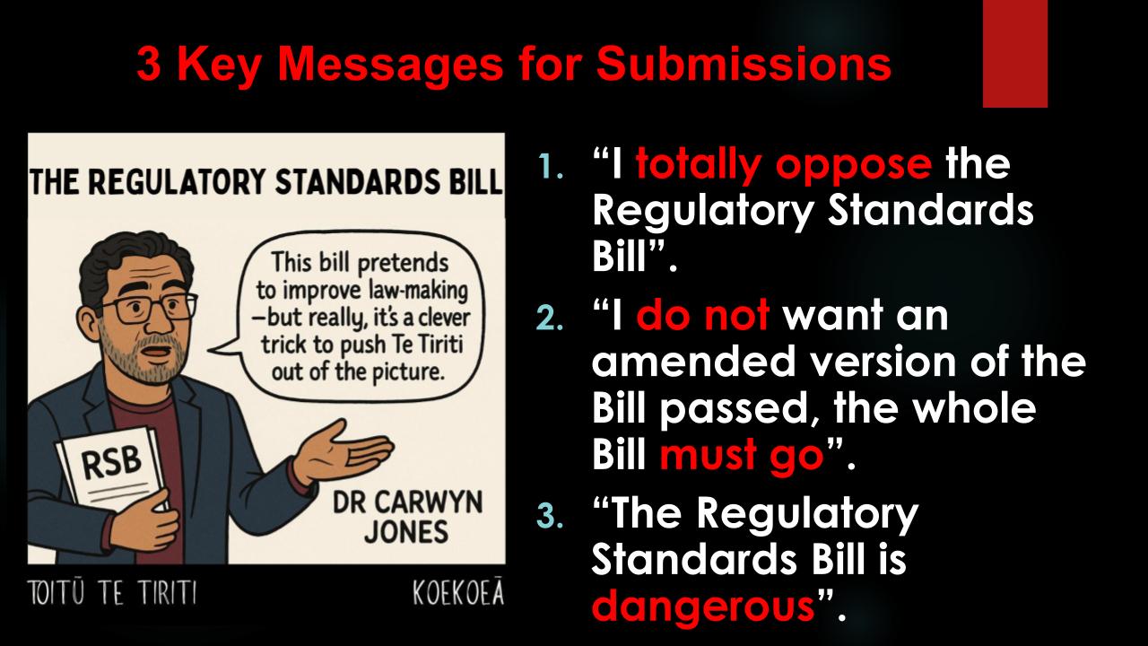 THE REGULATORY STANDARDS BILL SUBMISSIONS WORKSHOP SLIDE 9