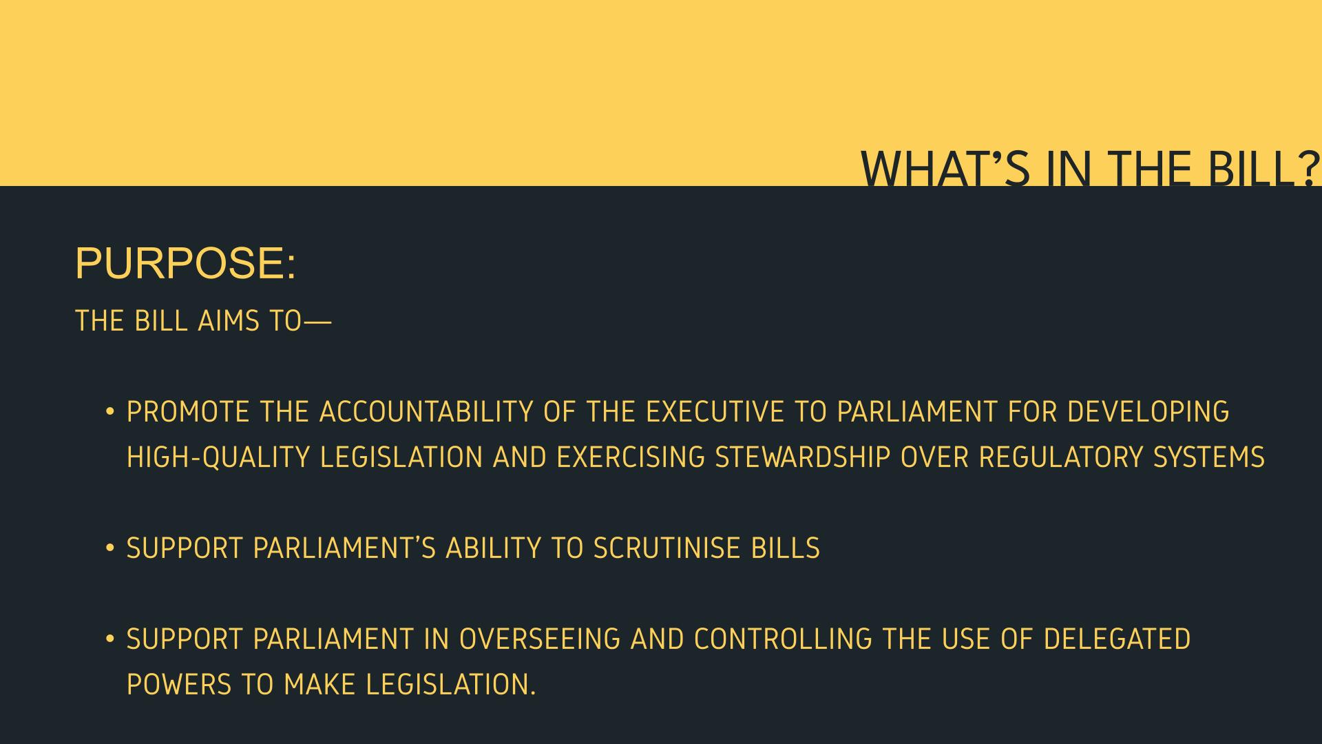 THE REGULATORY STANDARDS BILL SUBMISSIONS GUIDE SLIDE 1