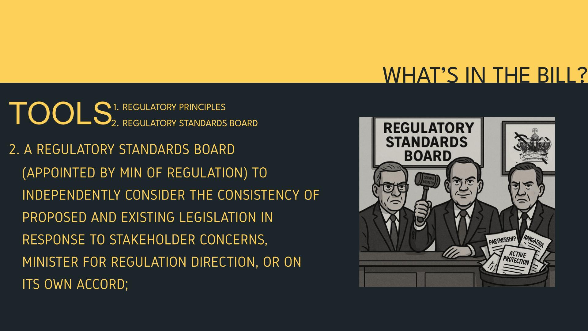 THE REGULATORY STANDARDS BILL SUBMISSIONS GUIDE SLIDE 1
